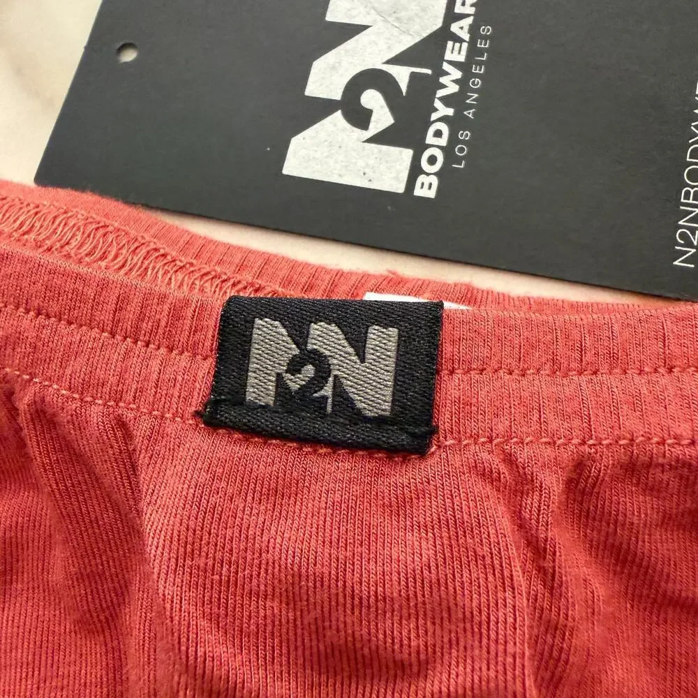 Set Of 2 N2N Bodywear Mens Essential Thong Color Terra Orange Size Large